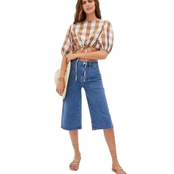 Maeve Anthropologie Ultra High Rise Wide Leg Denim Coulottes, 27 - Picture 1 of 11